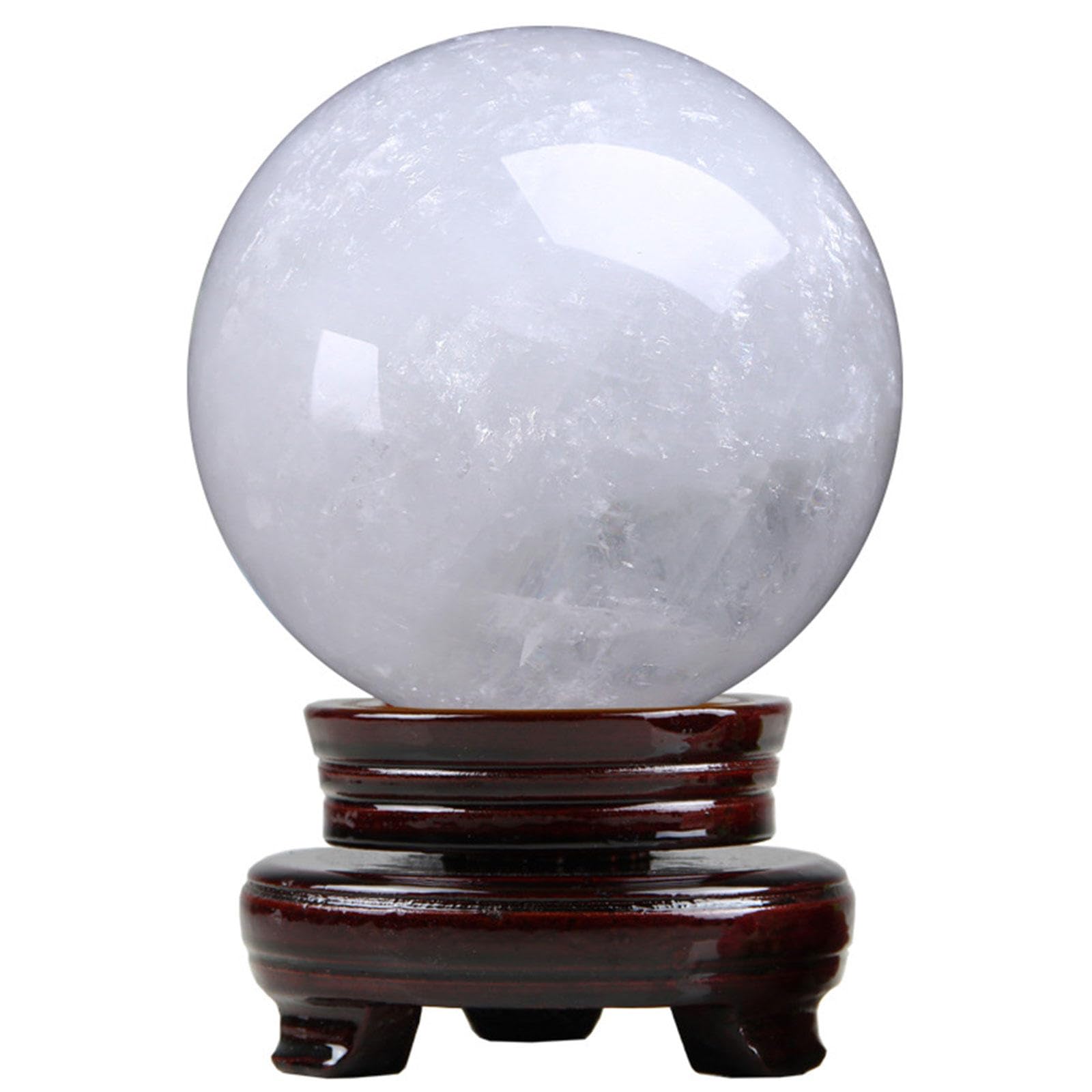 AIQFTGSNS White Calcite Sphere Gemstone Ball with Stand Crystal for Lucky Wealth Protect The House,Dia.8cm