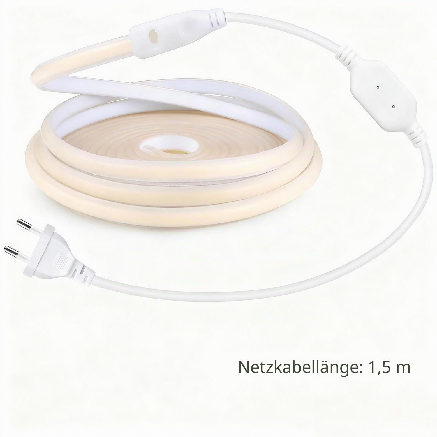 COB led strip outdoor 15M, 230V Direktanschluss LED Streifen Wasserdicht, Selbstklebend Lichtband Aussenbereich Flexibel Lichtschlauch 4000K Naturweiß für Innen Außen Dekoration Beleuchtung