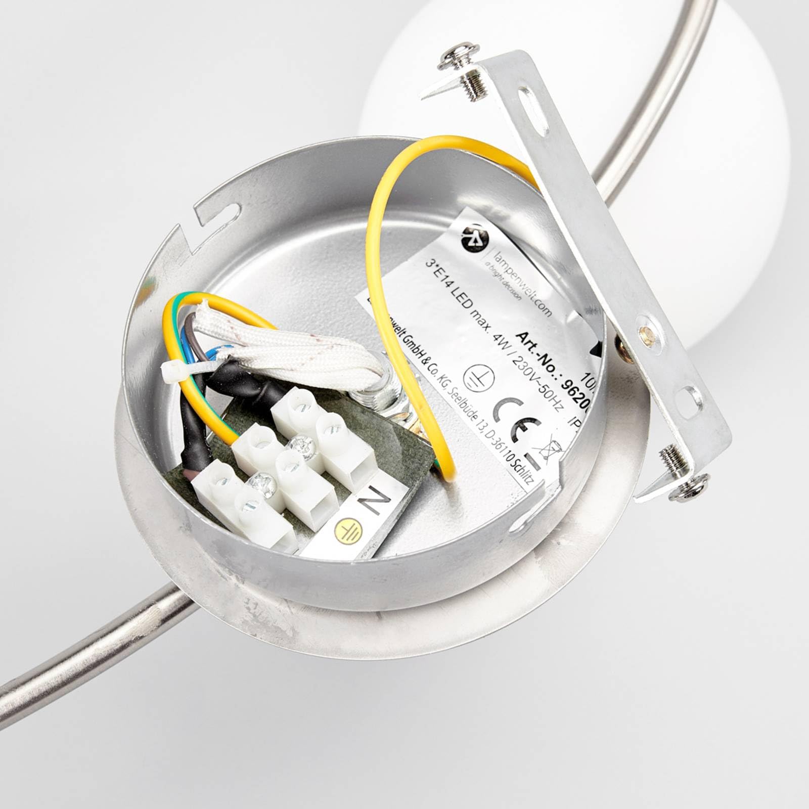 Lindby Deckenlampe Glas Metall nickel matt, Deckenstrahler Deckenleuchte 3x E14 max. 40W ohne Leuchtmittel Strahler Lampe Wohnzimmer Flurlampe