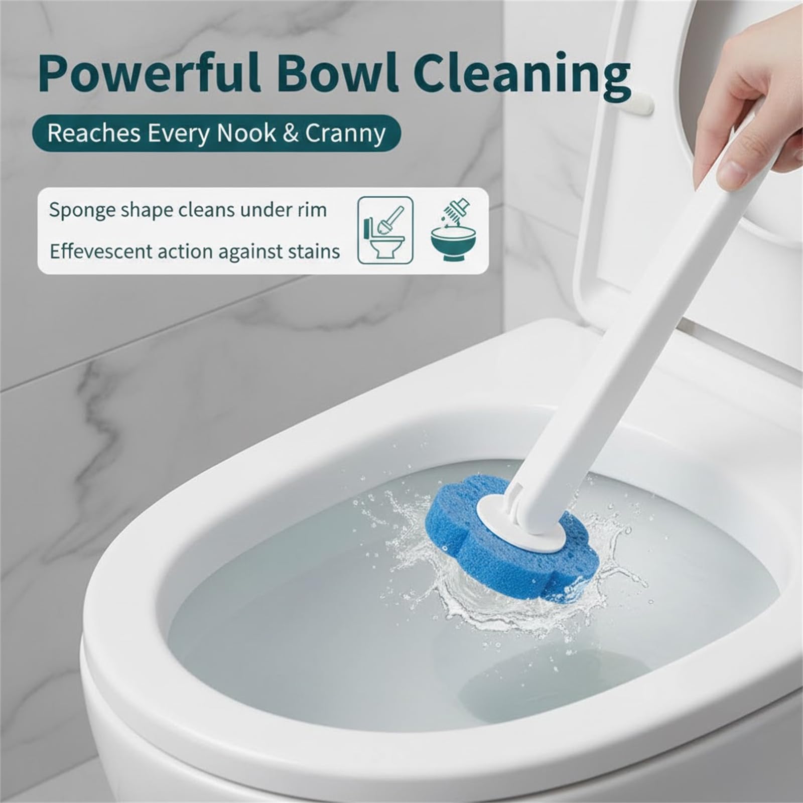 Scopino per WC usa e getta, con 18 testine di ricambio per WC usa e getta color oceano/limone/lavanda, set di pulizia a parete con supporto per WC per una pulizia duratura e