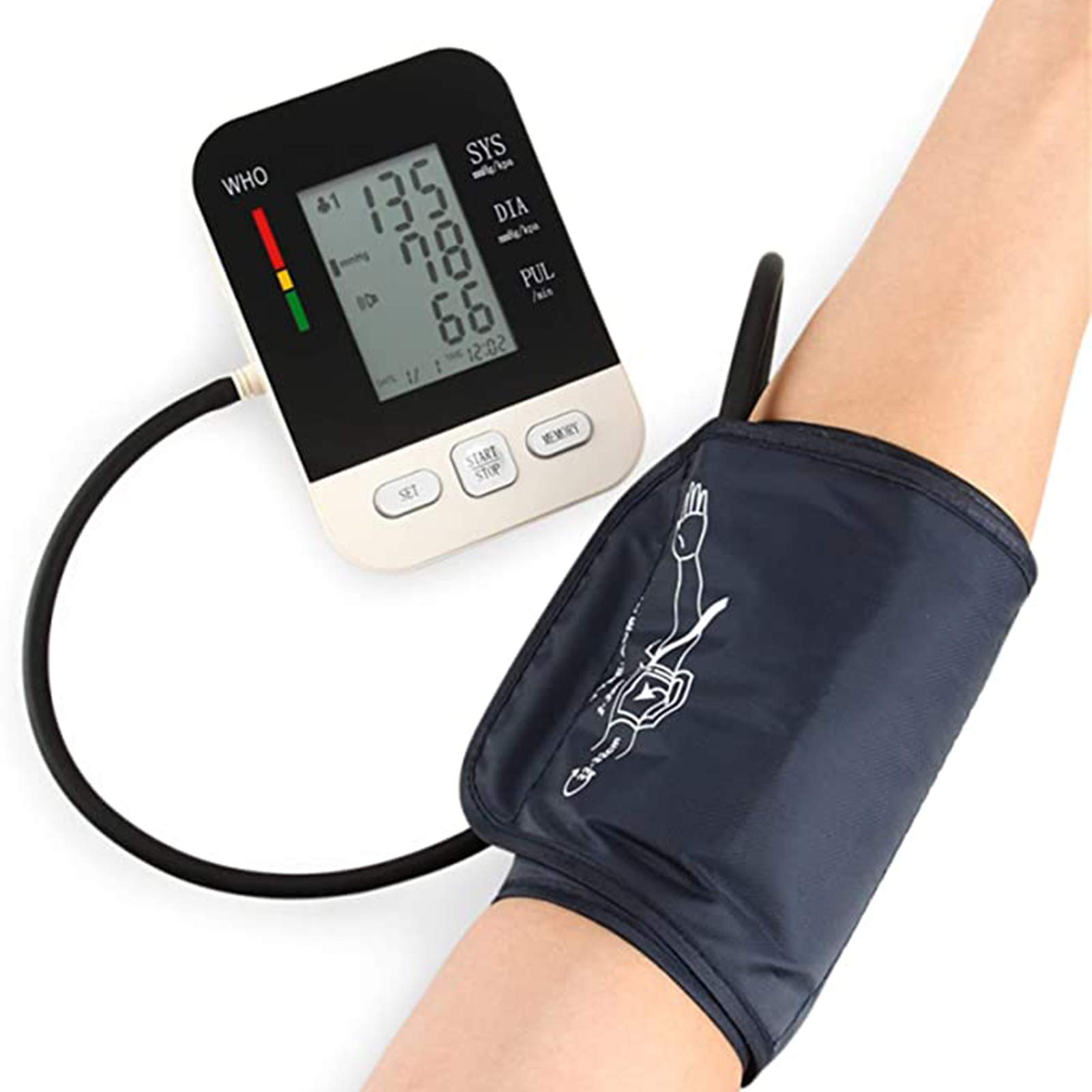 Monitor De Presión Arterial, Máquina De Presión Arterial En La Parte Superior del Brazo Esfigmomanómetro Electrónico Digital para Uso Doméstico Y Medidor De Monitoreo De Frecuencia De Pulso