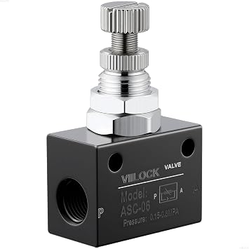 Pneumatic Air Flow Control Valve, PT1/8 Speed Regulating One-Way Throttle Valve ASC-06