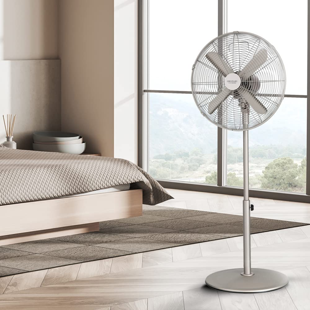 Cecotec Standventilator EnergySilence 610 Steelstyle 50 W Stahl-Finish 40,6 cm 3 Geschwindigkeiten Oszillation höhenverstellbar