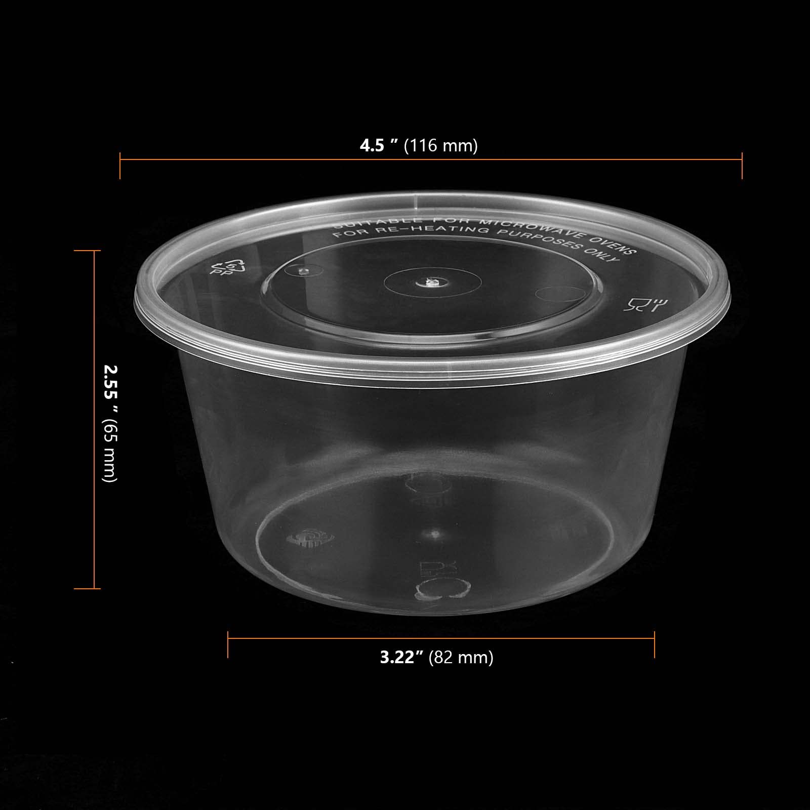 SEUNMUK Lot de 100 récipients à emporter ronds en plastique transparent de 450 ml avec couvercle, pour cuisine, restaurant