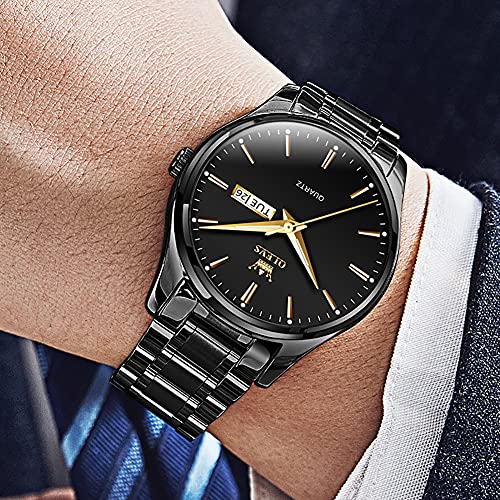 Image of OLEVS Mens Gold Watches Analog Quartz Business Dress Watch Day Date Stainless Steel Classic Luxury Luminous Waterproof Casual Male Wrist Watches