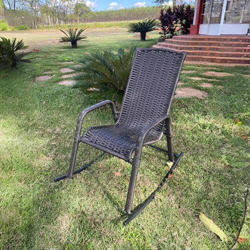 Cadeira Balanço Aconchego Poltrona para Varanda Descanso Àrea Jardim Fibra Sintética (Junco cor Argila)