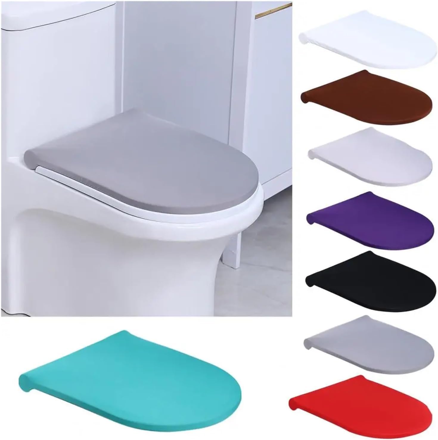 Toilet Tank Cover 4 Pcs Toilet Dust Cover Solid Color Firm Elastic Strap Seasonal Home Style Bathroom Accessory(Light Grey)