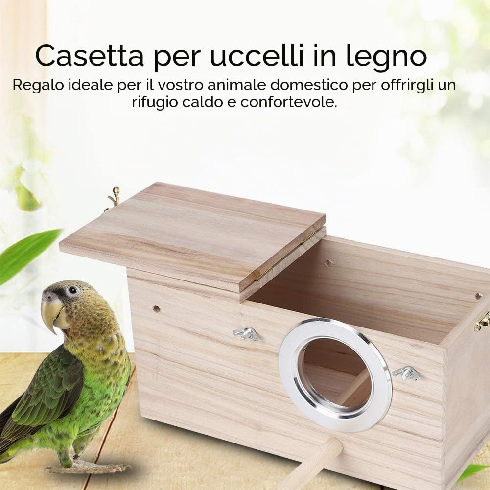 Fdit1 Durevole Nido di Uccelli in Legno Natural Bird House Cockatiels Scatola di Allevamento di Uccelli per colombaia Passero Piccolo Animale
