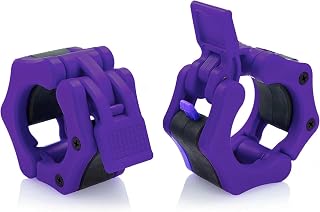 2” Olympic Barbell Clamps - Solid ABS Locking Barbell Collars with Quick Release - for Professional Training Strong Lifts and Olympic Training- Set of 2 (Purple)