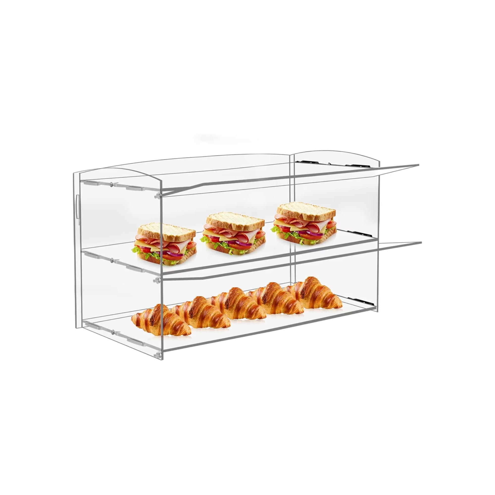 Completeshopfittings Transparent Acrylic Bakery Pastry Display Case Stand Cabinet Cakes Donuts Cupcakes Pastries (2 - Tier)