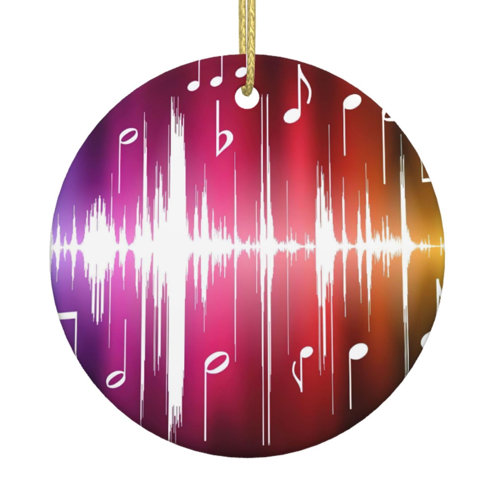 Musics Print Christmas Ornaments, Ceramic Hanging Ornament, Round Shape Decorations