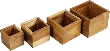 EcoDecors Teak Bathroom Accessories Set, 4-Piece, Natural