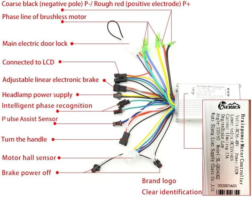 48V E‑Bike Controller kit, 24V/36V/48V 250W 350W Brushless Motor Controller with S866 Display Panel & Throttle Accessories