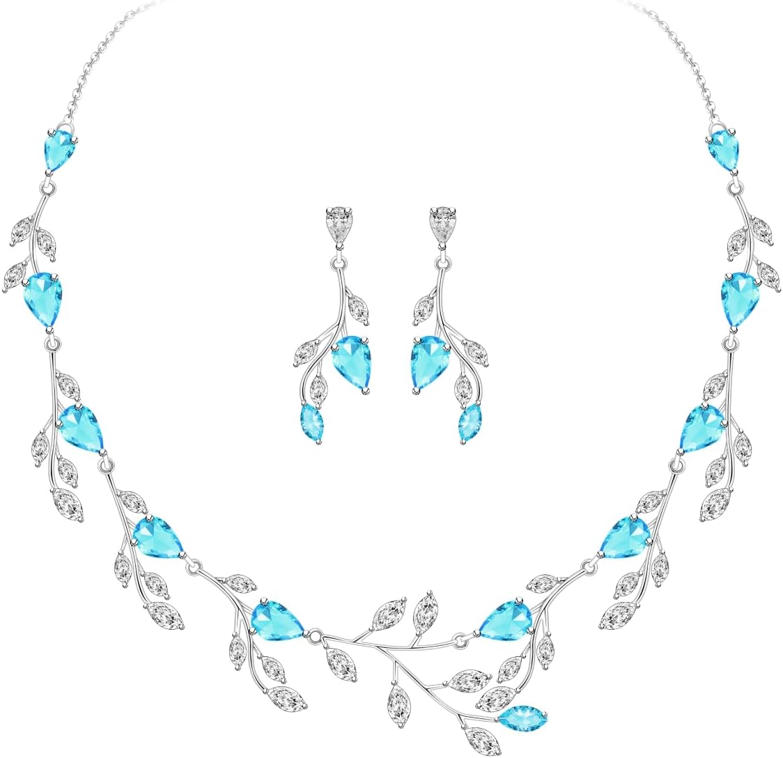 LMXXVJ Wedding Jewelry Set for Women,Teardrop Cubic Zirconia Necklace Earrings Adjustable Ring Bracelet Jewelry Set Formal Jewelry Gift