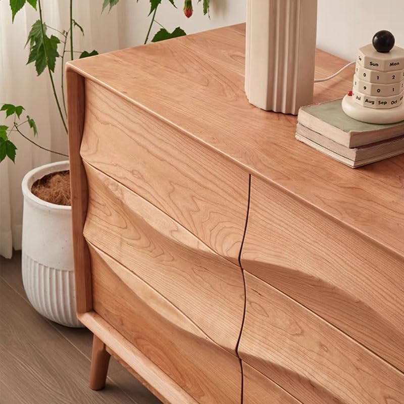 Sideboard Cabinet 160x45x75cm Solid Wood Home Entrance Storage Table, Cherry Wood Japanese Bedroom Storage Cabinet, Modern Living Room Storage Drawer Furniture Sideboard Cabinet with Drawers