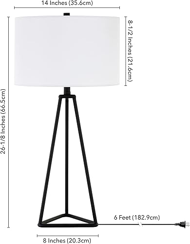 Miniatura 8 de Gio - Lámpara de mesa de 26.13 pulgadas de alto con pantalla de tela en bronce ennegrecidoblanco