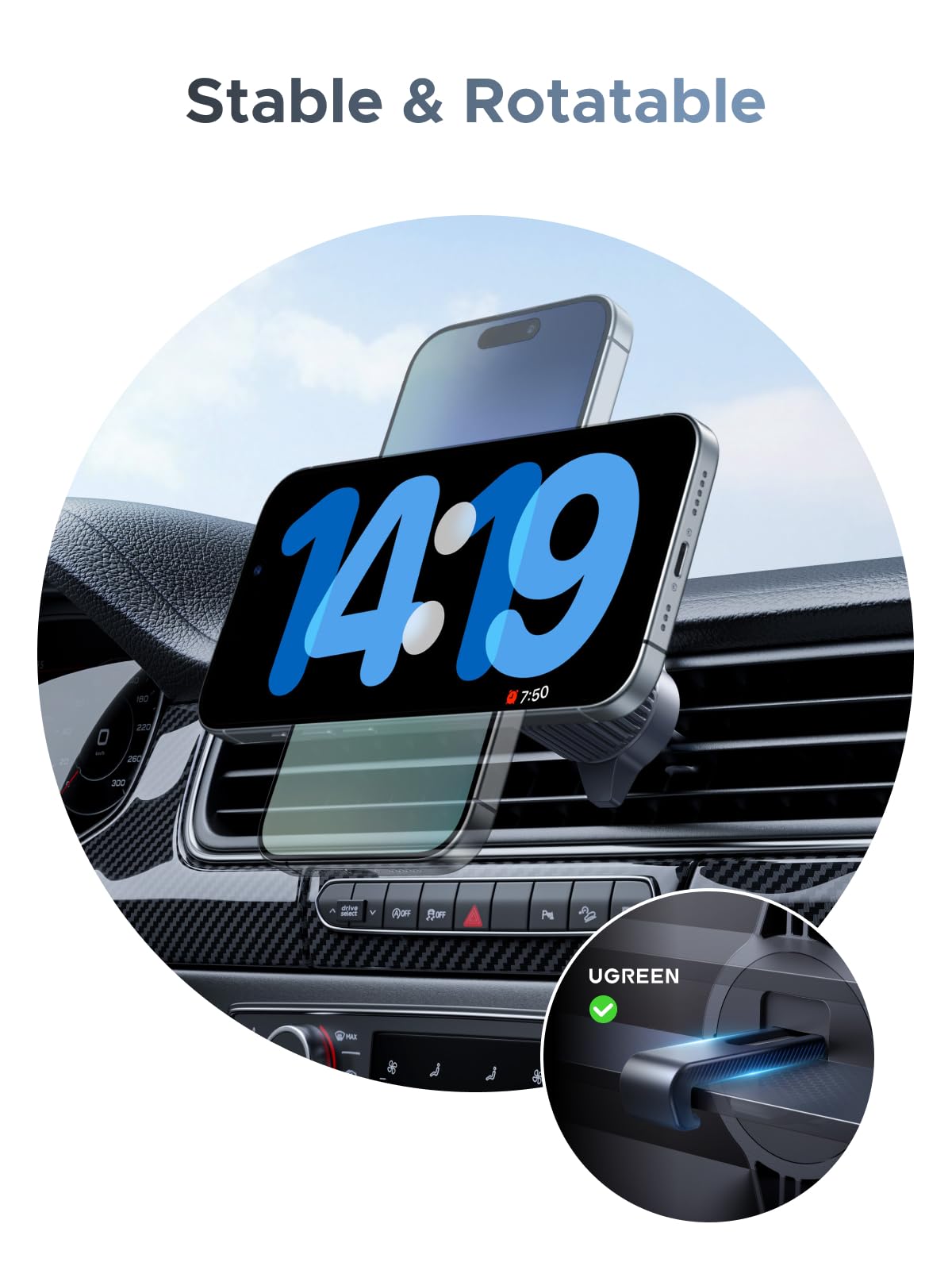 UGREEN MagFlow Qi2 25W Chargeur Induction Voiture Compatible avec MagSafe iPhone 17 16 15 14 13 12 Air Plus Pro Max - 5