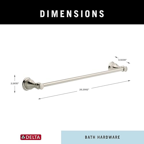 Miniatura 7 de DELTA FAUCET Rubber Limited AUB24-SN Aubrey - Toallero de pared de 24 pulgadas, accesorios de baño en níquel cepillado