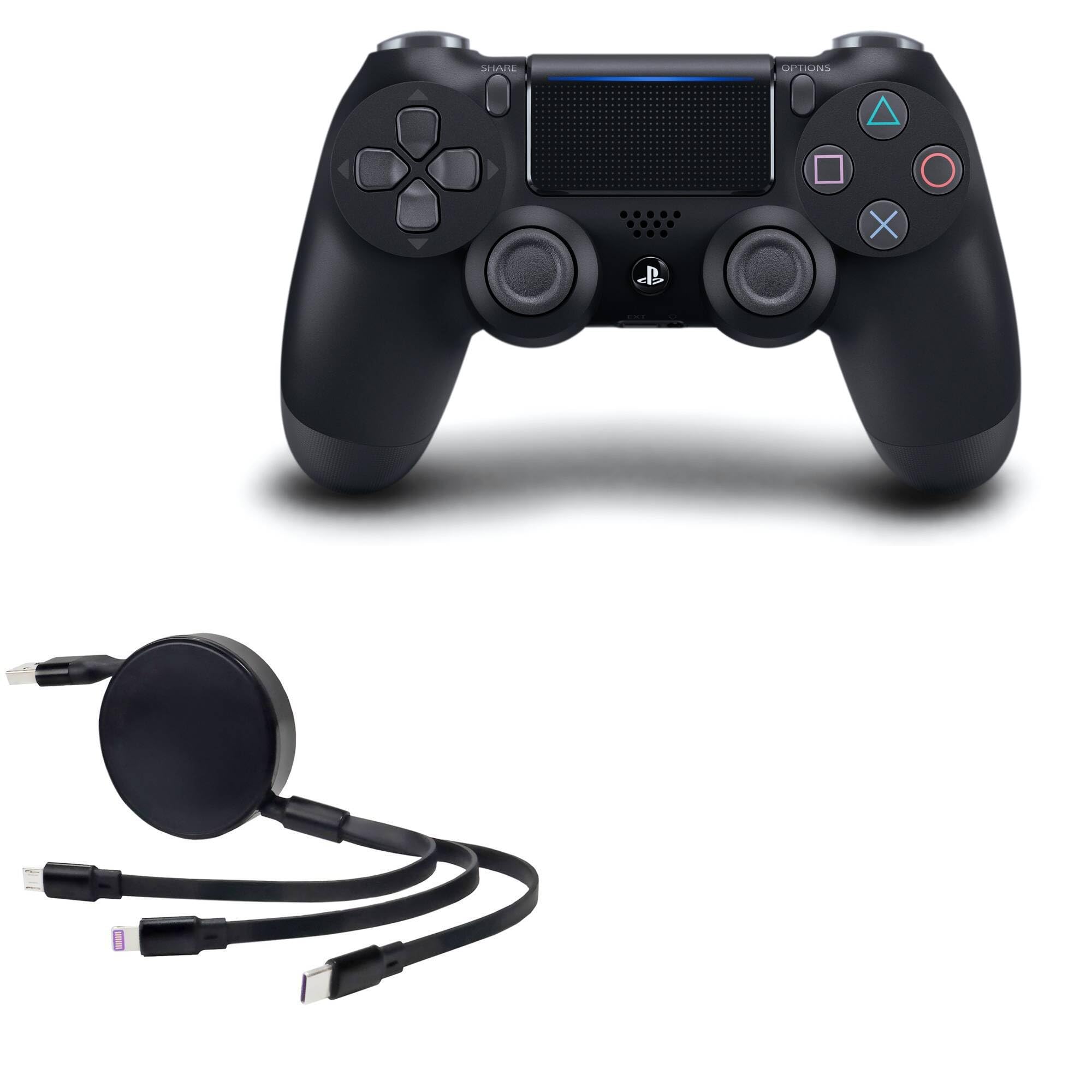 Cable Compatible with Sony PS4 DUALSHOCK4 Wireless Controller - AllCharge PD miniSync (100W), Retractable High-Speed Charging Portable USB Cable - Jet Black