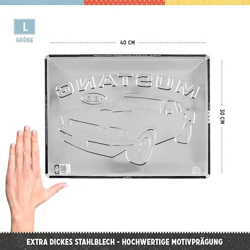 Miniatura 2 de Nostalgic-Art Letrero de lata retro, Ford Mustang Blue  Idea de regalo para los fanáticos de los accesorios de automóvil, placa de metal, diseño