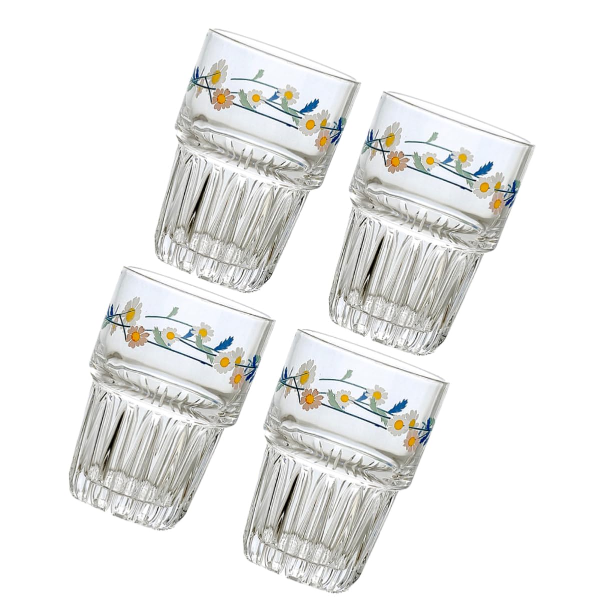 ABOOFAN Vasos para Bebidas de Cristal 350ml 4 Piezas Blanco | Estilo Pastoral Retro, Forma de Taza Compacta, para Leche y Zumo, Uso Múltiple