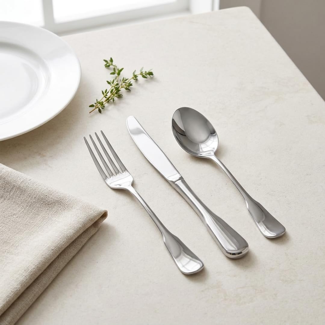 Liberty Tabletop 24 Piece Chesapeake Flatware Set, 18/10 Stainless Steel, Silver, Dishwasher Safe, Service for 8, Made in USA