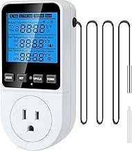 Plug in Thermostat Temperature Controller, Digital Thermostat Controlled Outlet Plug Heating Cooling Control, Temperature Controller 4 Modes, 3 Time Periods Timer, Alarm, Celsius Fahrenheit (TC818)