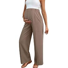 BLENCOT Maternity Pants Work High Waisted Wide Leg Waffle Knit Trousers | Adjustable Elastic Waist,Pockets,Dressy Casual Maternity Pants for Office,Fall Pregnancy Clothes Postpartum Outfits for Women