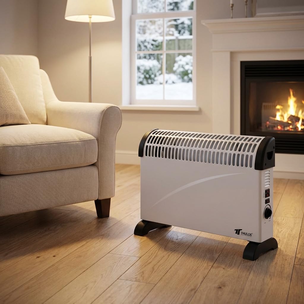 Suinga Convettore Elettrico con Termostato Regolabile e Turbo Ventilatore 750-1250-2000W | Radiatore Elettrico Basso Consumo | Riscaldatore Elettrico Hugar
