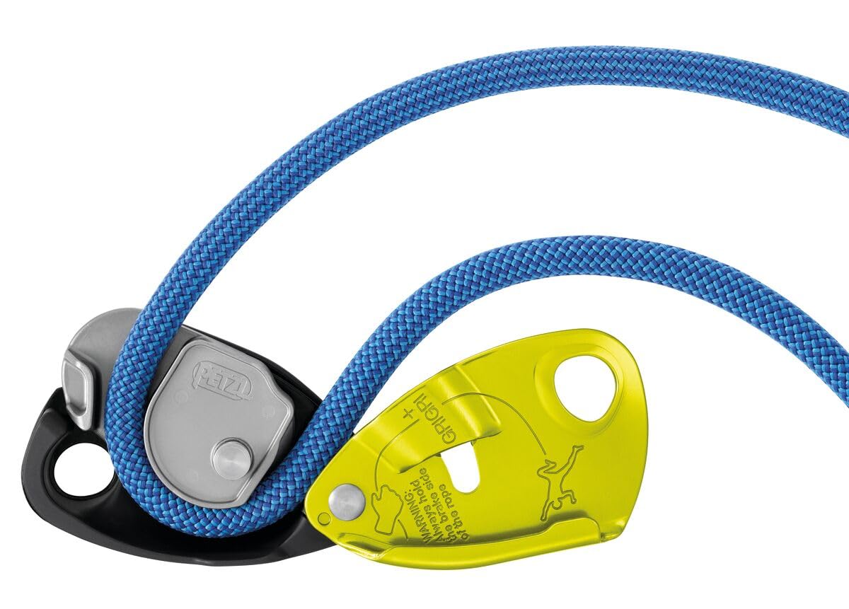 PETZL GRIGRI + Dispositivo di assicurazione con Blocco camma assistito e Impugnatura antipanico, Adatto per Studenti e Uso intensivo