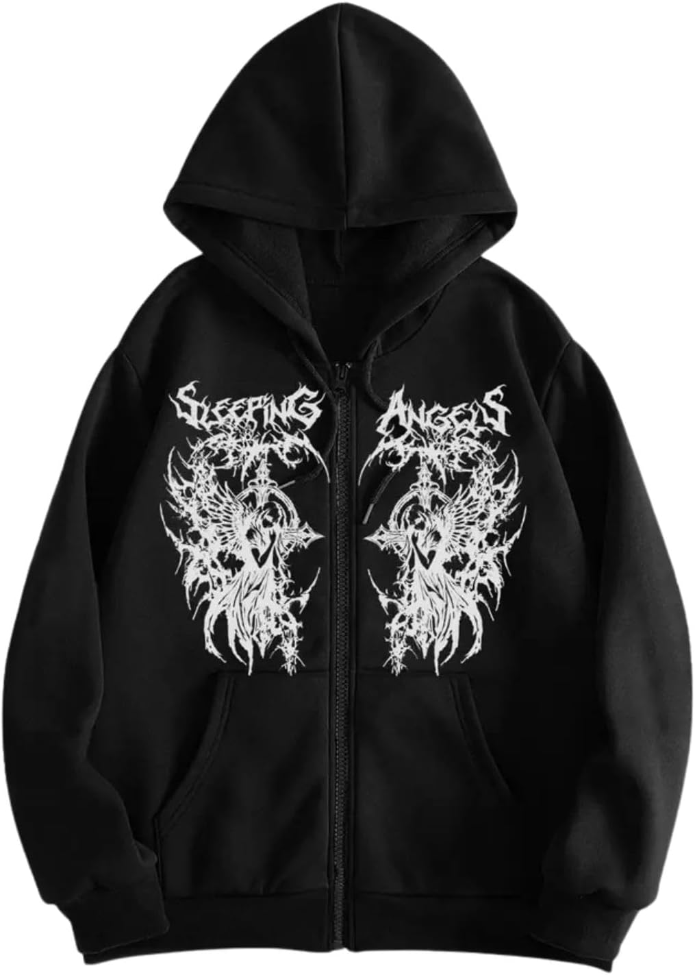 Tenna Teki Men's Y2K Zip Up Hoodie Vintage Graphic Streetwear Fitted Long Sleeve Sweatshirt for Fall Winter