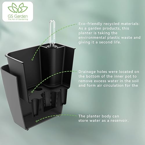 Miniatura 4 de Self Watering Planters for Indoor Plants 5 inch 3 Pack Grey Planter with Water Level Indicator African Violet pots