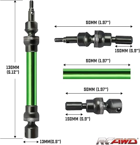 Miniatura 2 de RCAWD Juego de eje de transmisión delantero y trasero 4X deslizante para 110 Arrma 3s Blx New Big Rock Monster Truck (verde)