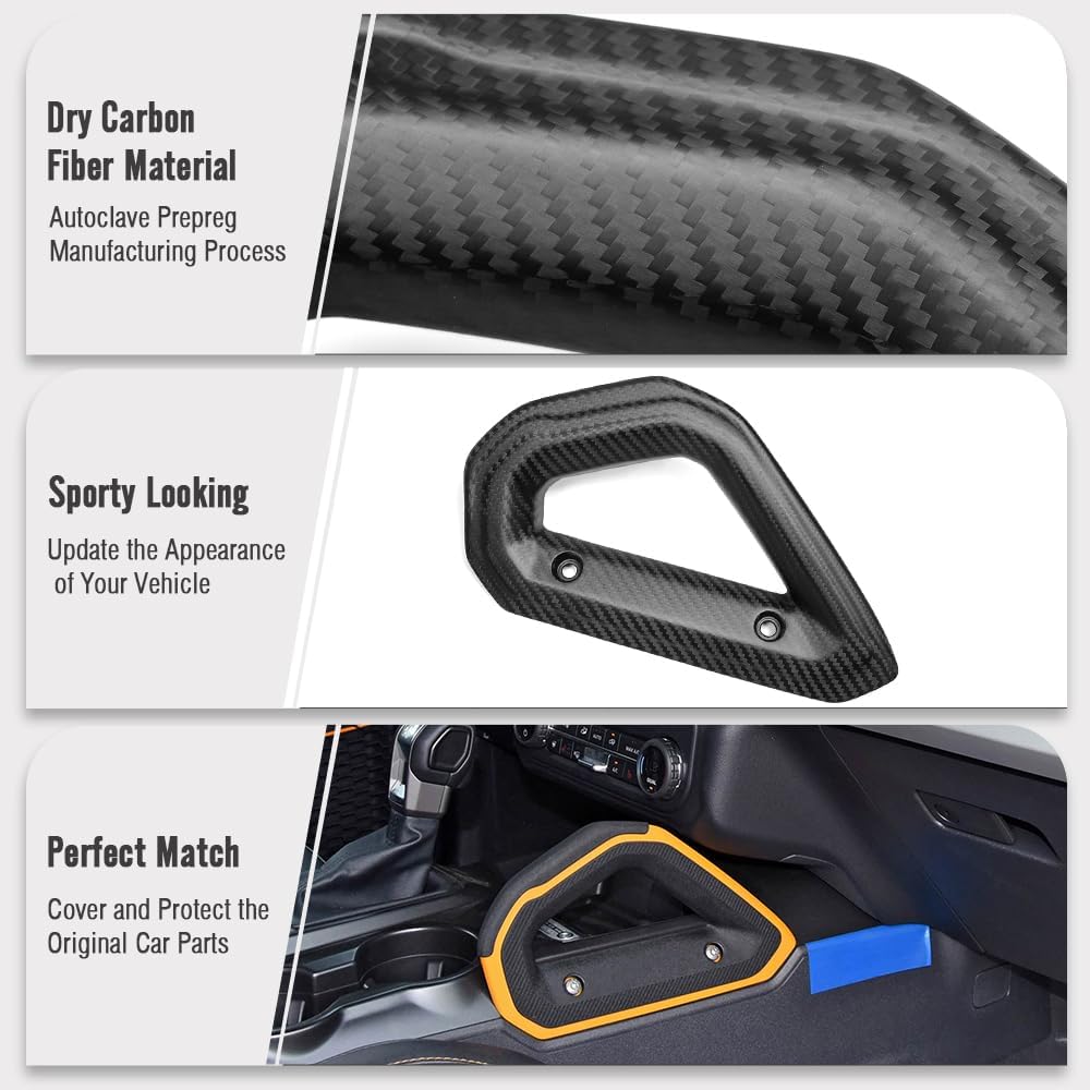 Center Consoles Grab Handle for Bronco Raptor R Off-Road Outer Banks Pickup Truck 2021 2022 2023 2024 (Matte Carbon)