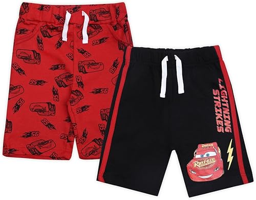 Disney Cars Lightning McQueen - Pantalones cortos para niños, paquete de 2 unidades para niños pequeños y grandes