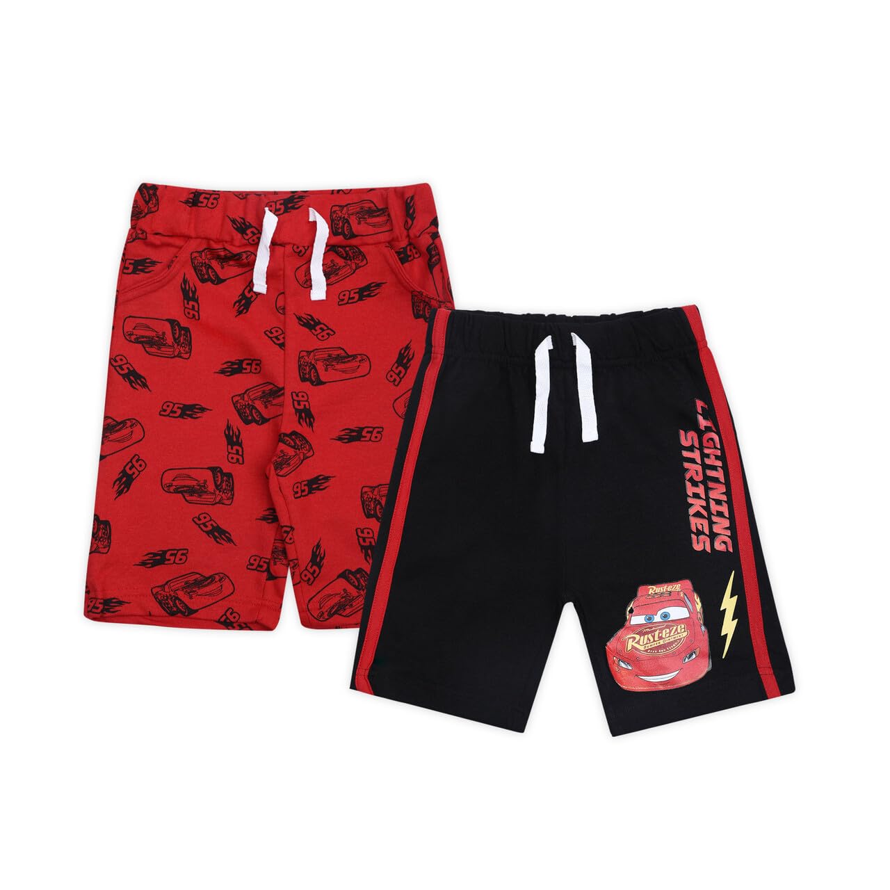 Disney Cars Lightning McQueen Boys Shorts 2 Pack for Toddler, Little and Big Kids