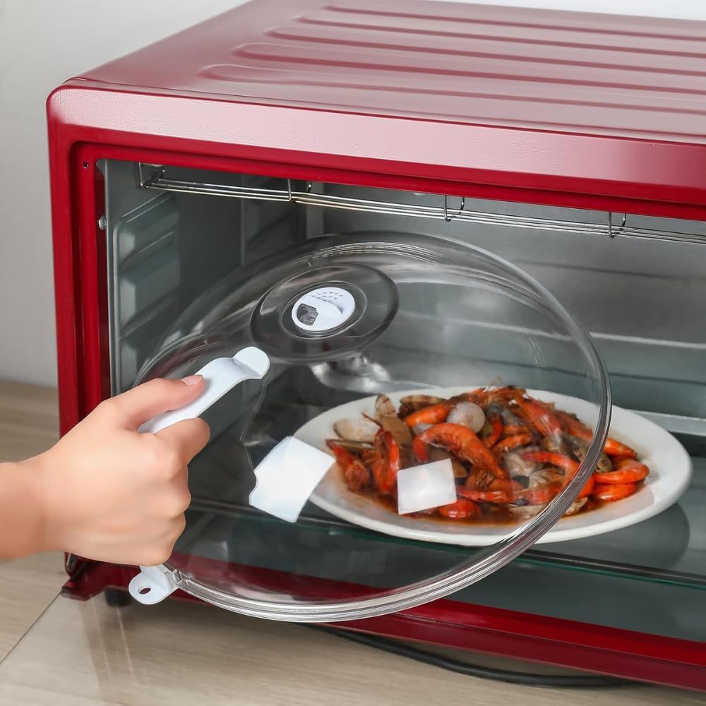 Tampa para Microondas com Válvula de Vapor, Alça Antitérmica, Plástico BPA Free, Resistente a Altas Temperaturas, Transparente – Tampa Protetora para Aquecer Alimentos | Premium MyBrins