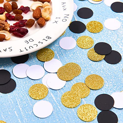 300Pc Black White Gold Paper Confetti, Circle Dots Glitter Party Table Confetti For Wedding Baby Shower Birthday Party Decoration Suppiles Table Decoration 1 Inch #TOP3