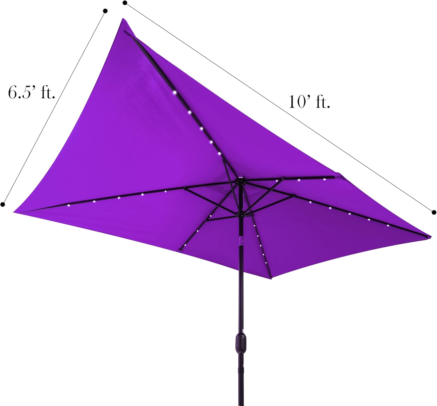 Trademark Innovations Rectangular Solar Powered LED Lighted Patio Umbrella - 10' x 6.5' - (Purple)