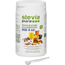 Pure Stevia Extract Powder - Stevioside - Highly Concentrated Sweetener from the Plant 100% Stevia of which Reb-A 60% Without Additives No Sugar 100 g Tin with Dosing Spoon