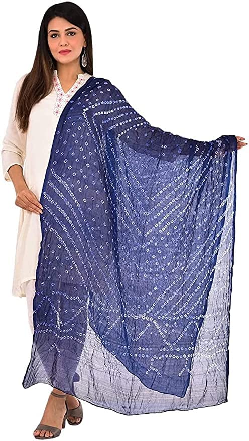 Image of PK HUB Women's Jaipuri Rajasthani Art Silk Bandhej Bandhani Dupatta