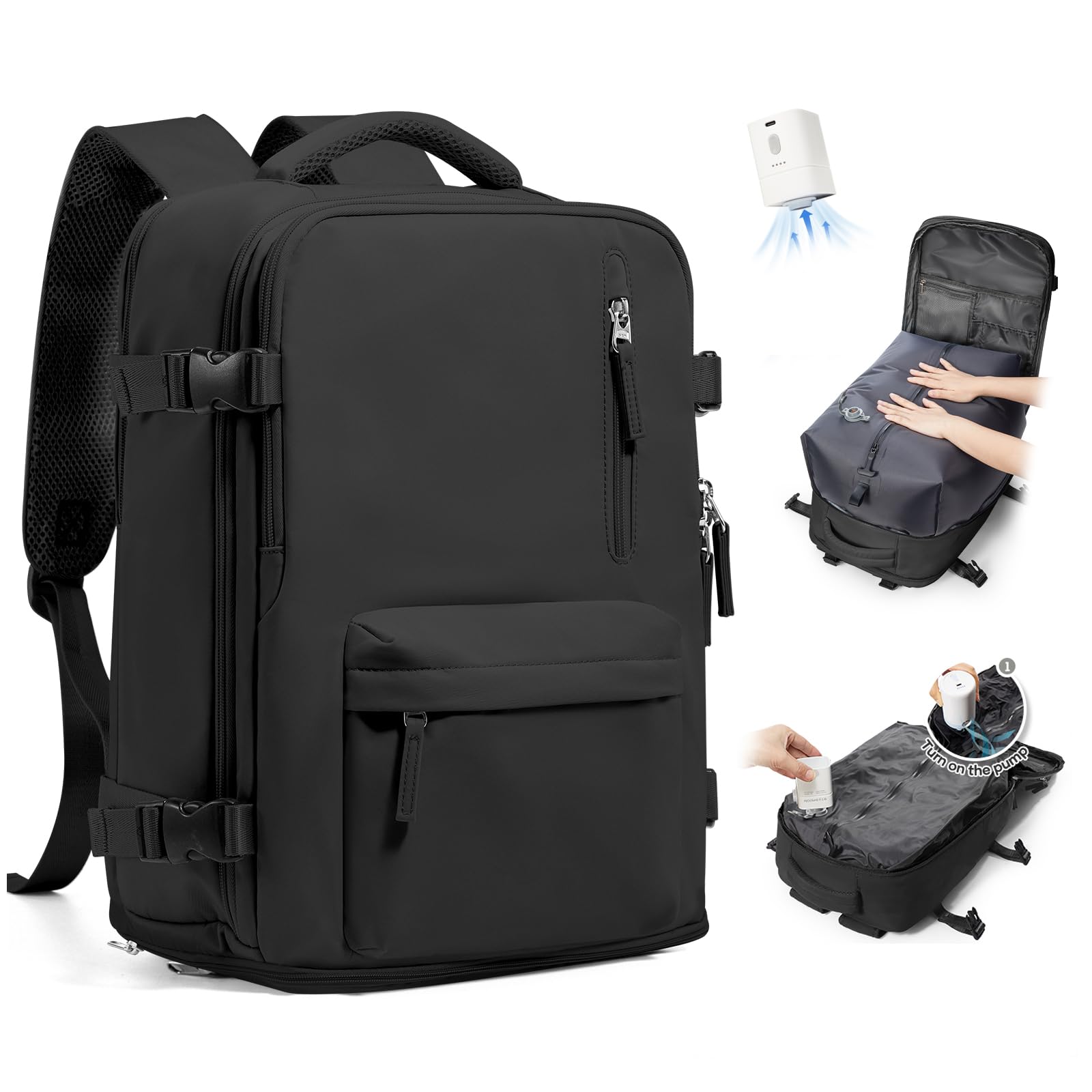 SZLX Vakuum Rucksack mit pumpe Ryanair Handgepäck 40x30x20 Damen Wizzair Handgepäck 40x30x20 Vakuum Reiserucksack mit pumpe Easyjet Wasserdicht Herren für 14-Zoll-Laptops mit Schuhfach