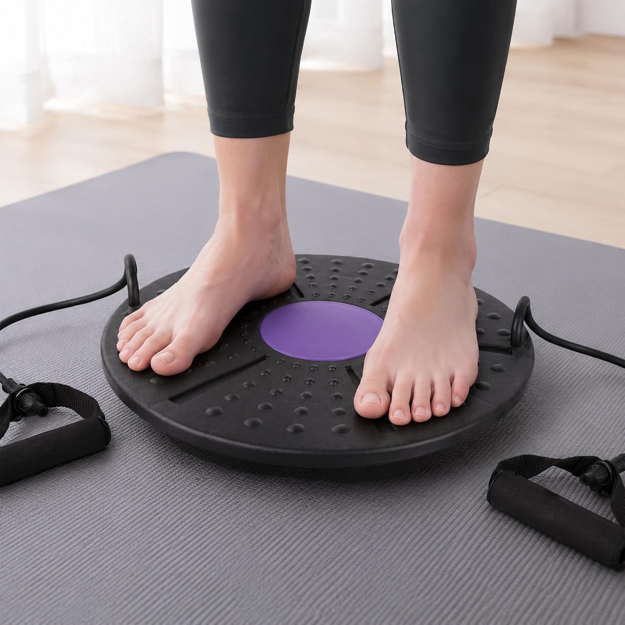 Balance Board Allenamento Pedana Equilibrio Tavola Stabilità con Maniglie Rivestimento Antiscivolo in Polipropilene per Controllo Del Corpo Adatto per Uso Domestico Allenamenti in Palestra