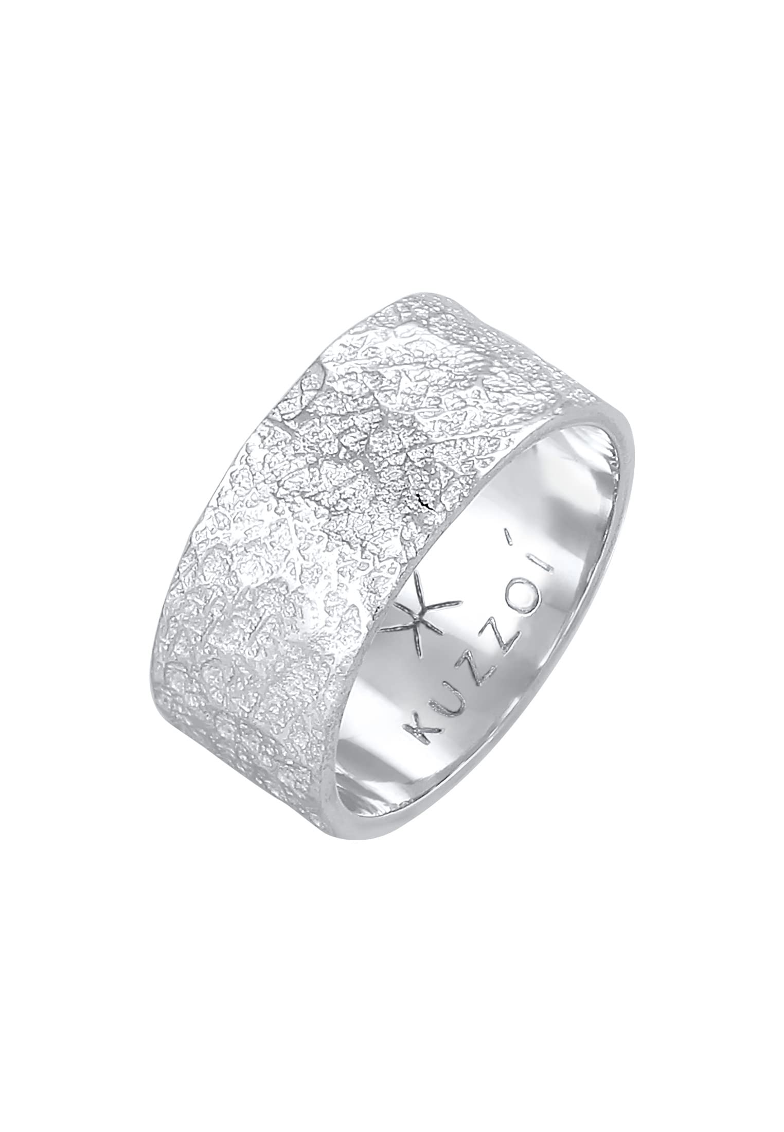 Kuzzoi Anello da uomo (9 mm) forgiato a mano, anello da uomo in argento sterling 925, alla moda, stile usato, anello con struttura rustica lucidato, misura anello 60-66, 0612992920