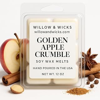 Golden Apple Crumble Wax Melt – Single Clamshell | Warm Baked Apple, Maple Bourbon & Cinnamon Vanilla Soy Wax | Cozy Fall-Inspired Scent | Hand Poured | No Flame, No Wick