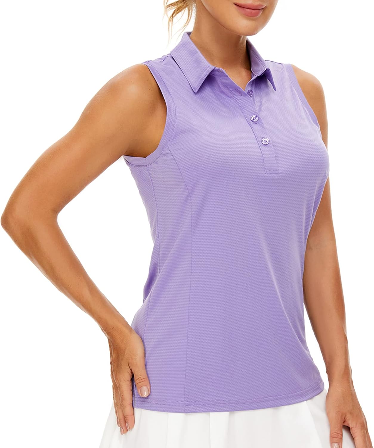 Casei Women's Sleeveless Golf Polo Shirts UPF 50+ Quick Dry Collared Polo Shirts Athletic Tank Tops Shirts 3X-Large Purple