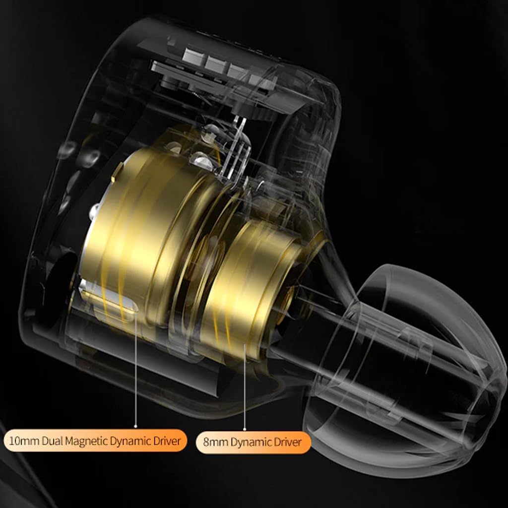 KZ Castor Wired IEM Earphone with Mic, 10mm Dual Magnetic + 8mm Dynamic Driver, Harman Target with Improved Bass, 4 Tuning Switches, 2Pin Detachable Cable