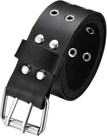 Eigso Punk Leather Belts for Women O-Rings Chains Goth Rock Garters Strap for Woman Waist Chain Belt Adjustable