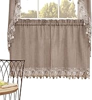 Vista 10 de Renaissance Home Fashion Lillian - Cenefa con banda de macramé, 140 cm x 43 cm, Lino, 140 cm x 43 cm