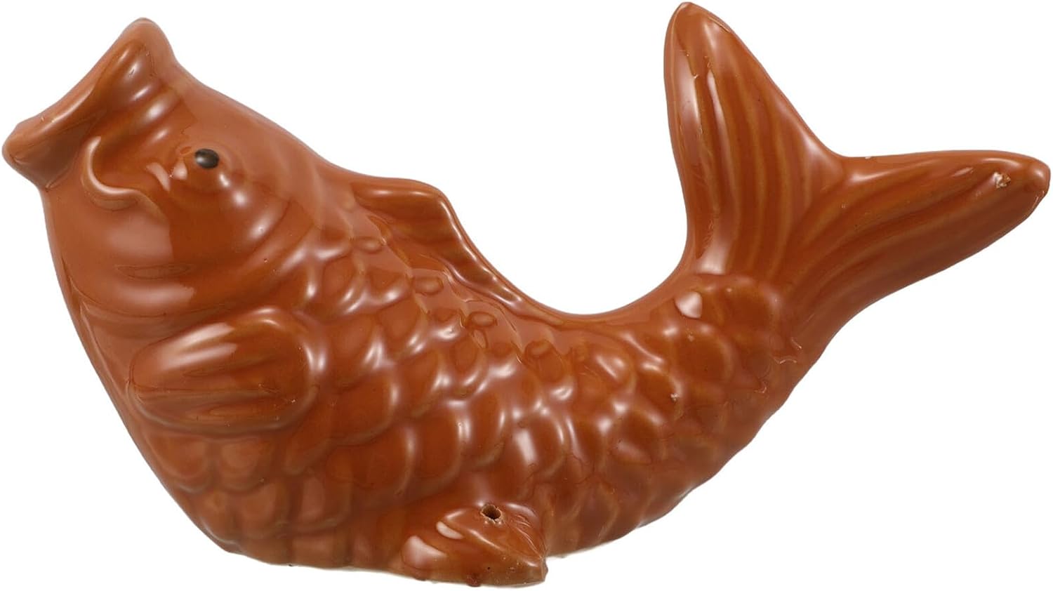 Ceramic Carp Water Spout Fountain for Garden Pond Outdoor Decorative Fish Statue Yellow Koi Fish Single- Feature